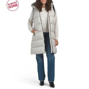 SAVE THE DUCK Beige Iria A-line Long Quilted Vest